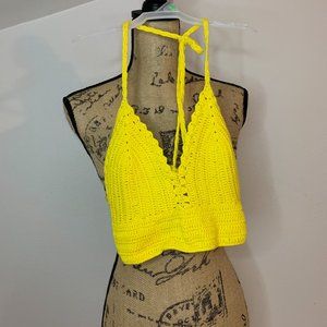 Yellow Knit Crop Top